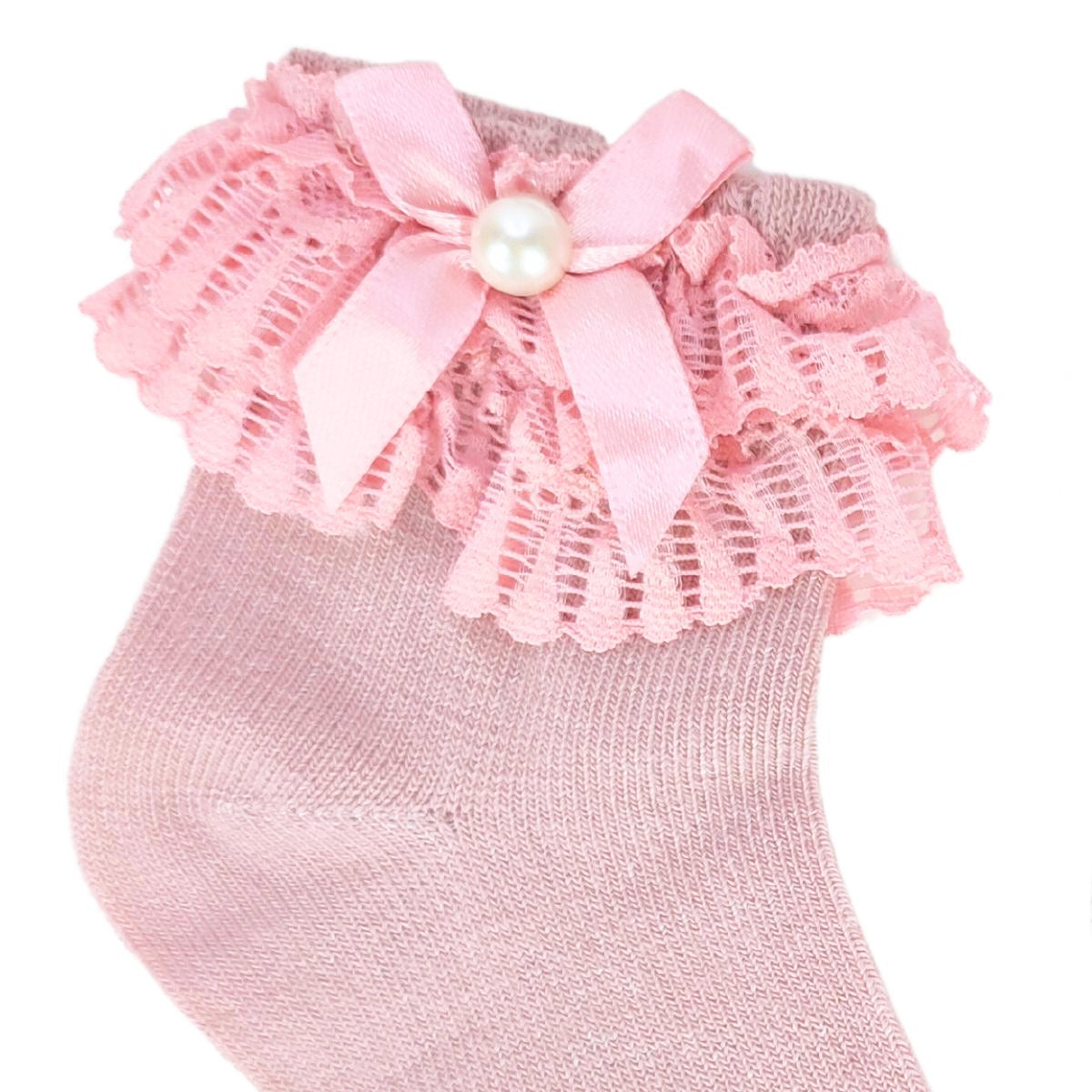Medias con lazo en el tobillo para niña - Palo Rosa