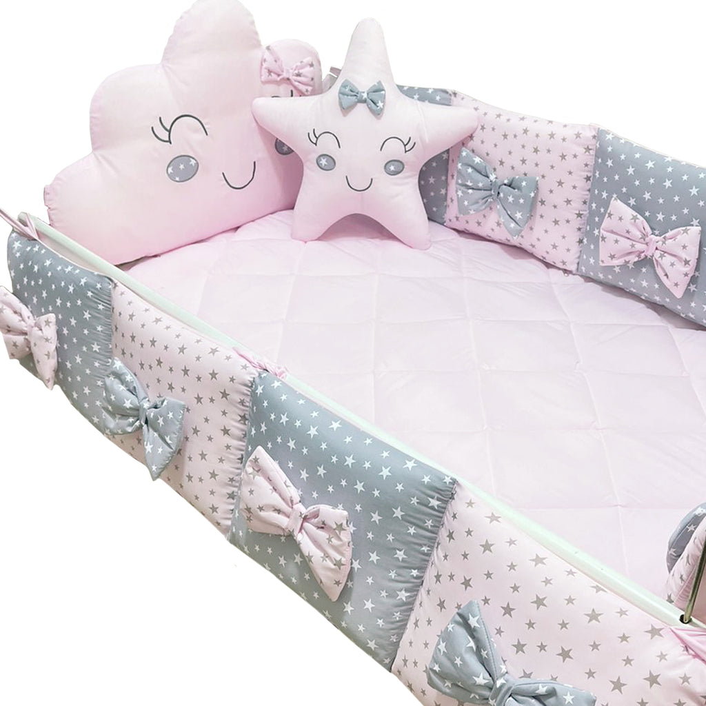 Set de Cuna y 4 protectores - Prestige - Cielo Rosado