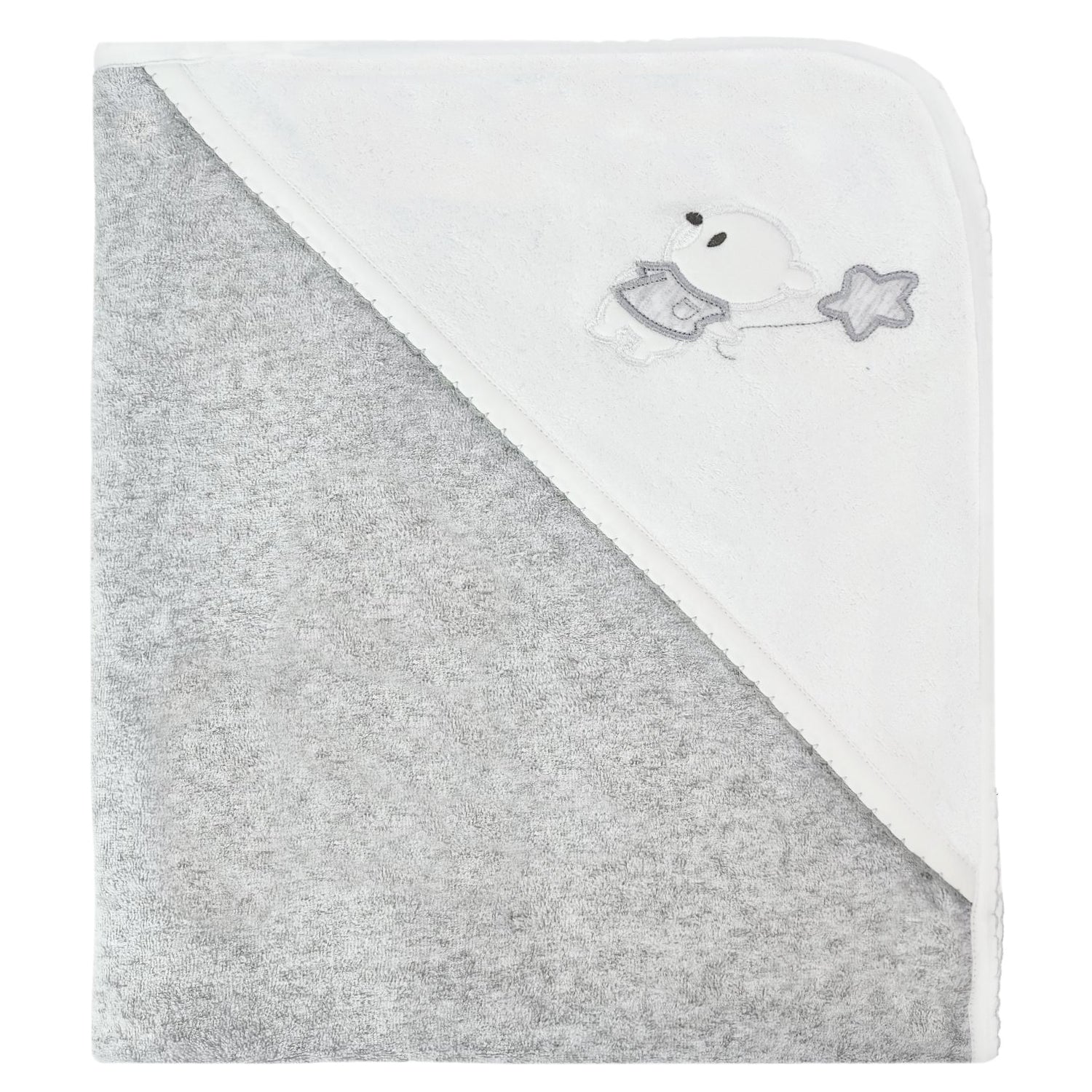 Set Toalla - Osito - Gris Blanco