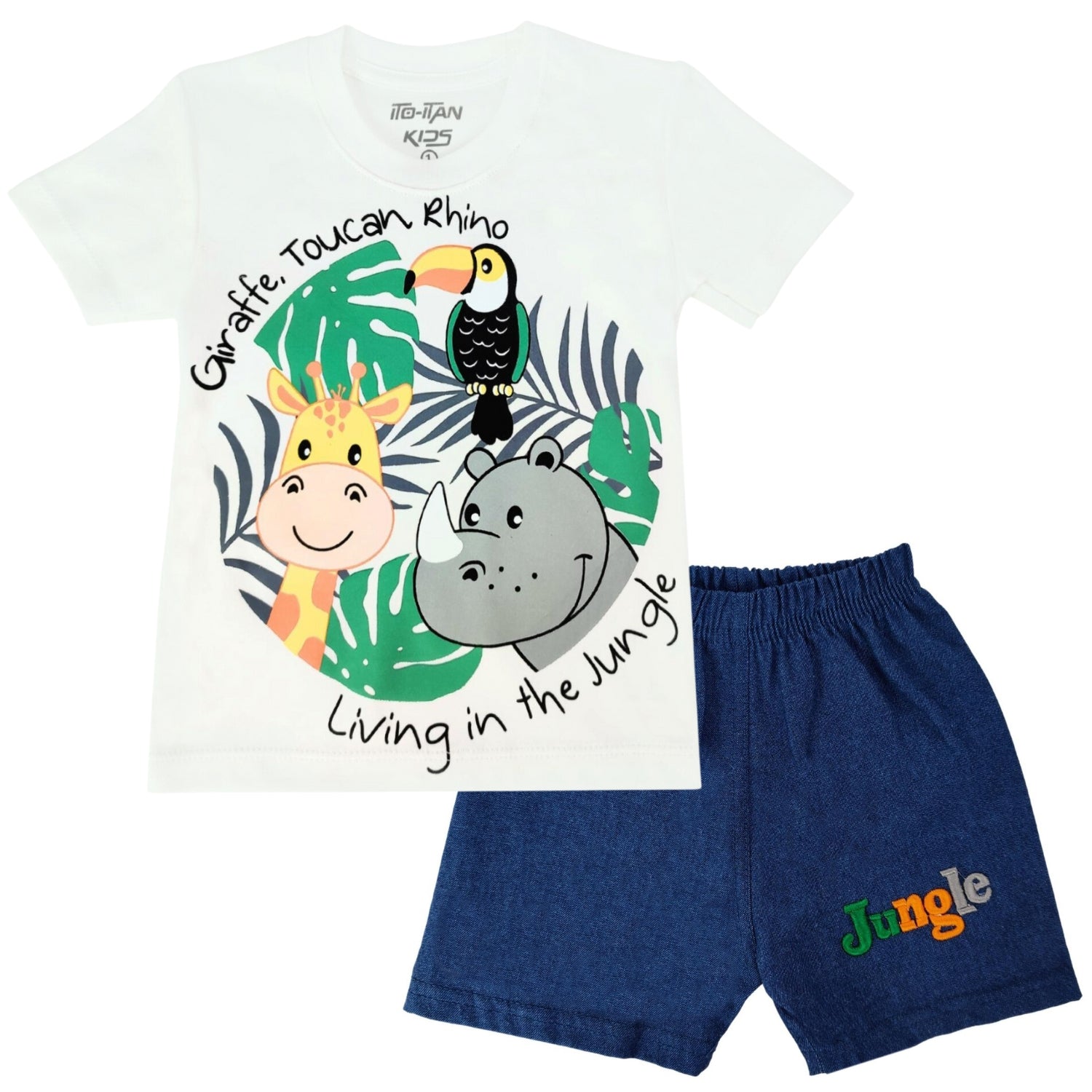 Conjunto bebé - Polo Short - Safari - Blanco