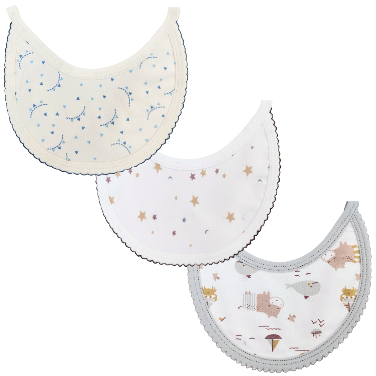 Pack de 3 Baberos en algodón y felpa - Niño