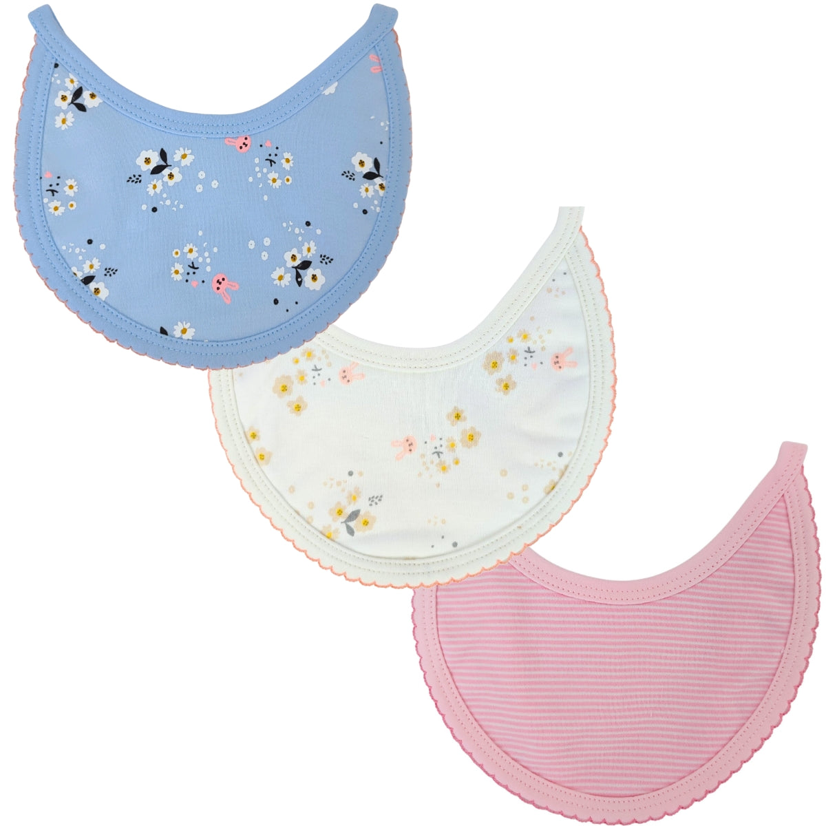 Pack de 3 Baberos en algodón y felpa - Niña