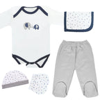 Ajuar Algodón - Elefante - 6 piezas - Azul noche G - Talla RN