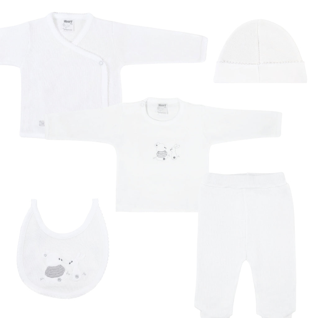 Conjunto Bebe - punto ingles - Amigos V2 - Blanco