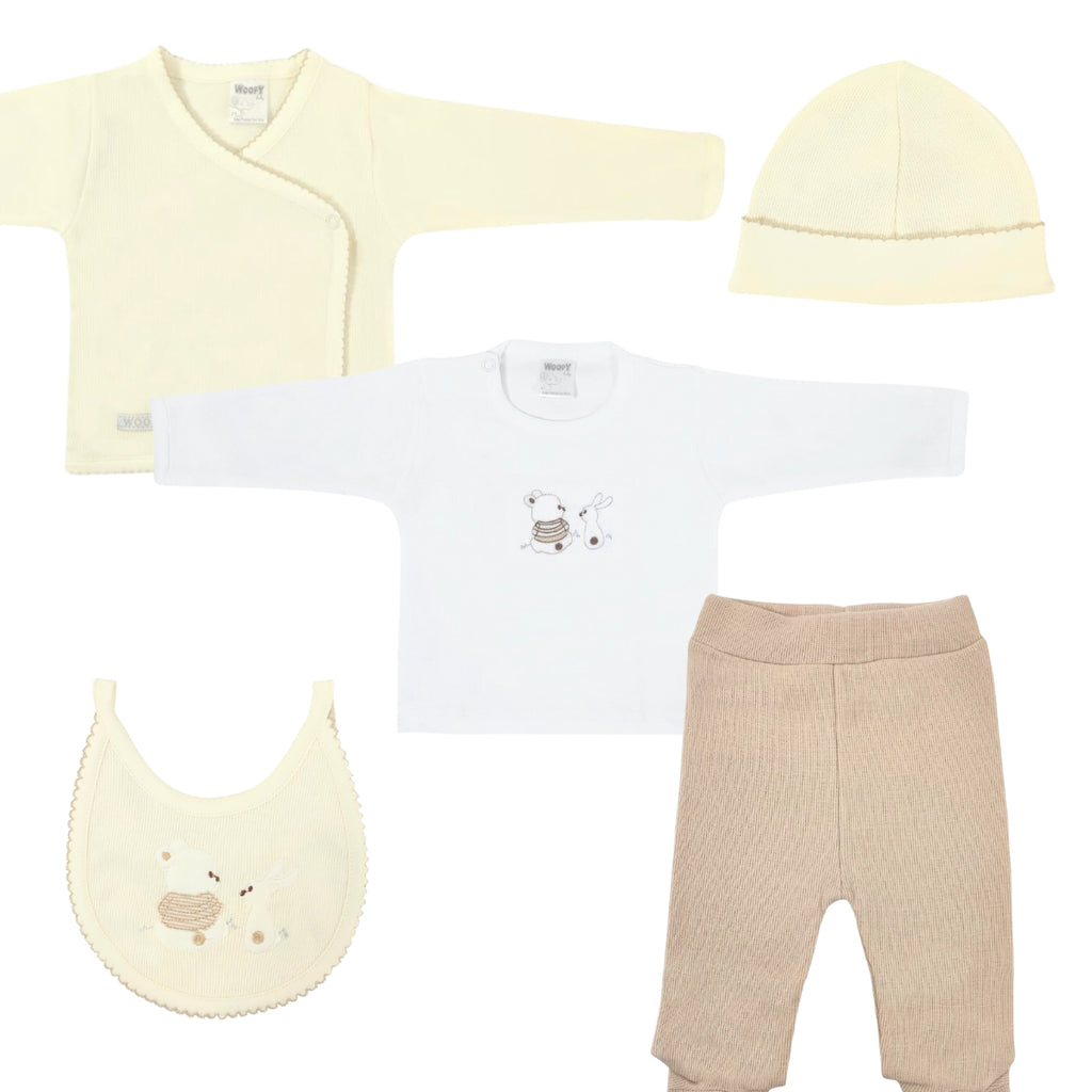 Conjunto Bebe - punto ingles - Amigos V2 - Crema-Beige