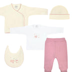 Conjunto Bebe - punto ingles - Amigos V2 - Crema-Palo rosa