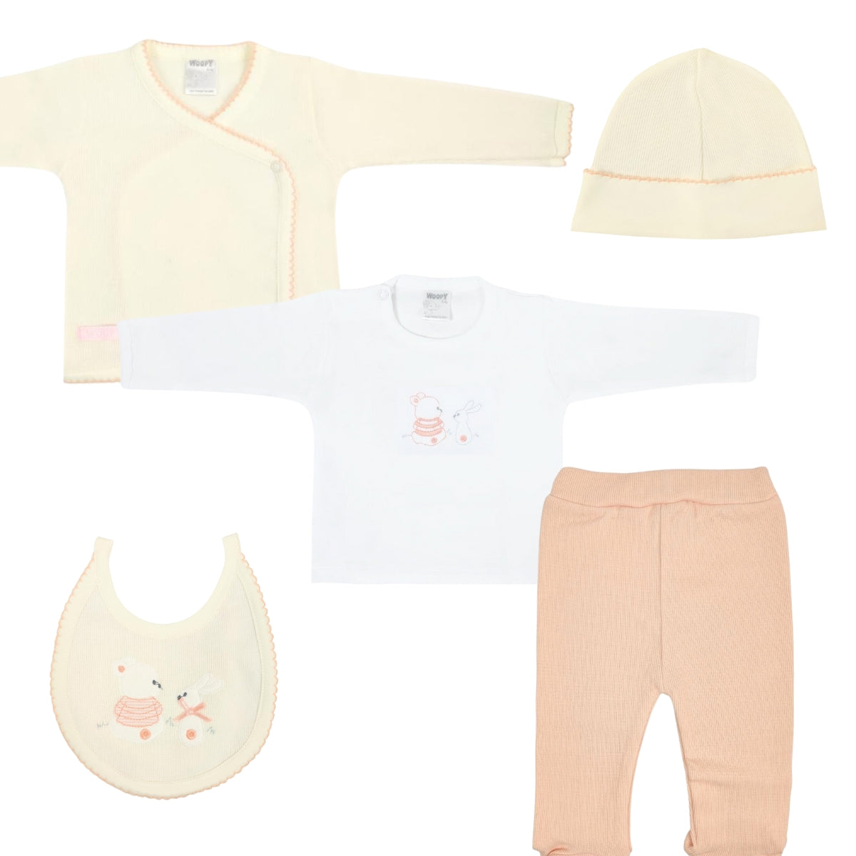 Conjunto Bebe - punto ingles - Amigos V2 - Crema-Melon