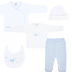 Conjunto Bebe - punto ingles - Amigos V2 - Blanco-Celeste