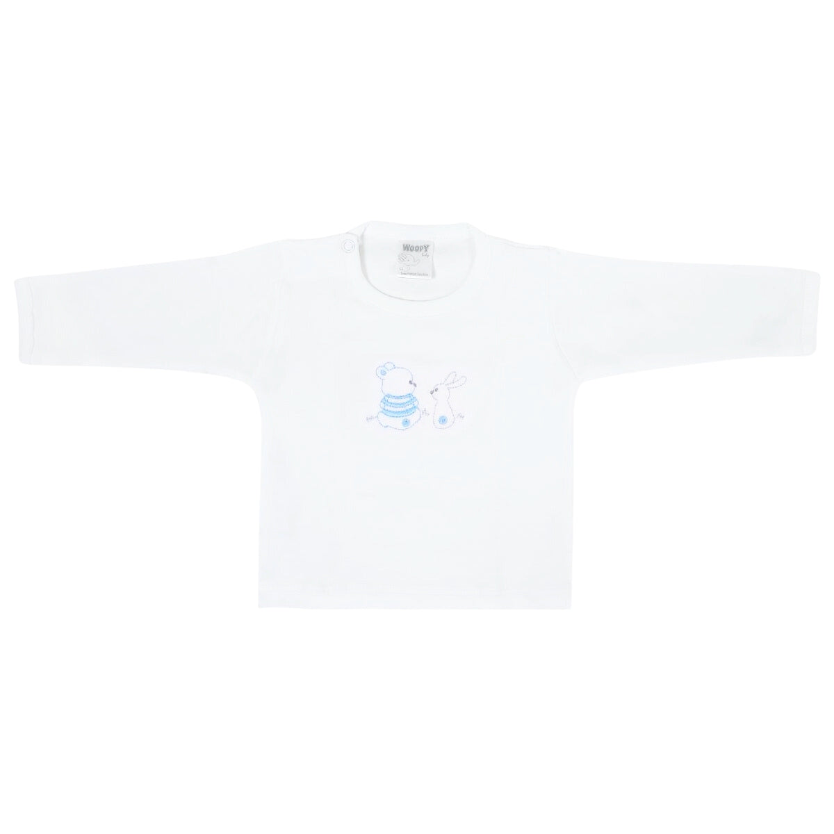 Conjunto Bebe - punto ingles - Amigos V2 - Blanco-Celeste