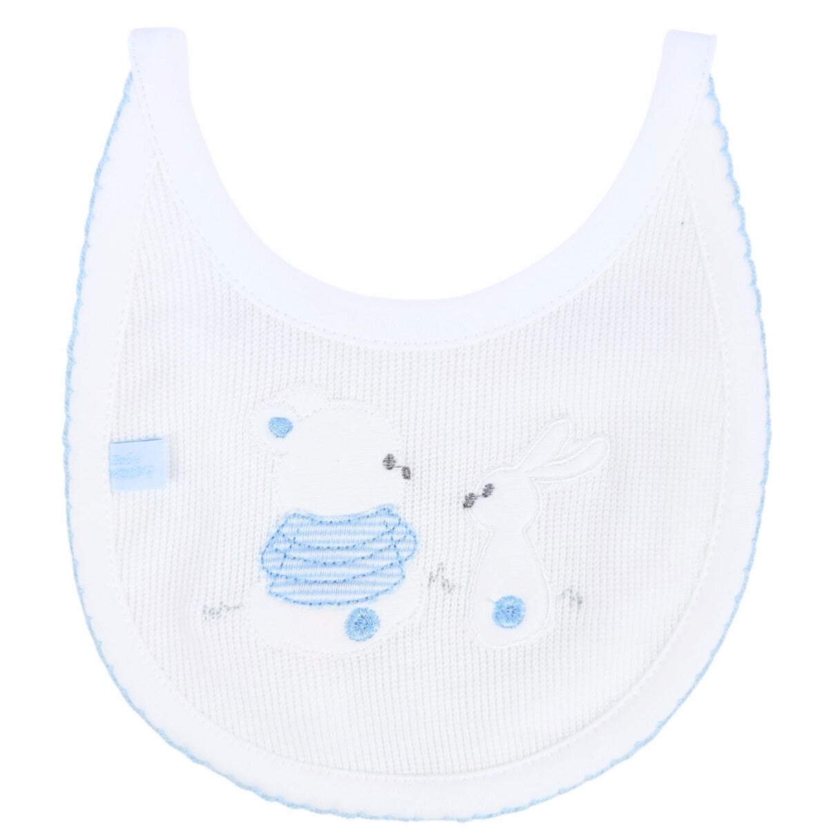 Conjunto Bebe - punto ingles - Amigos V2 - Blanco-Celeste