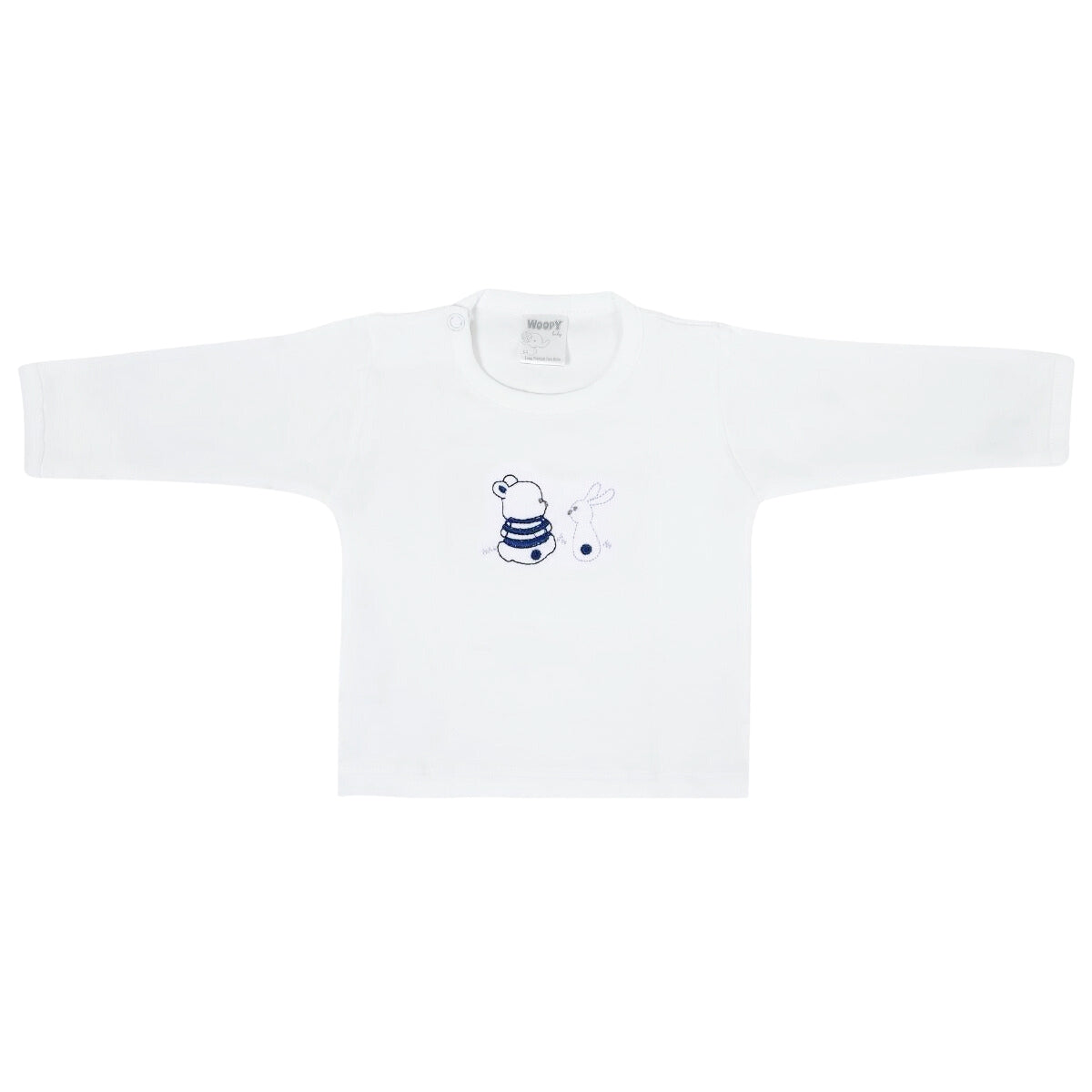 Conjunto Bebe - punto ingles - Amigos V2 - Blanco-Azul