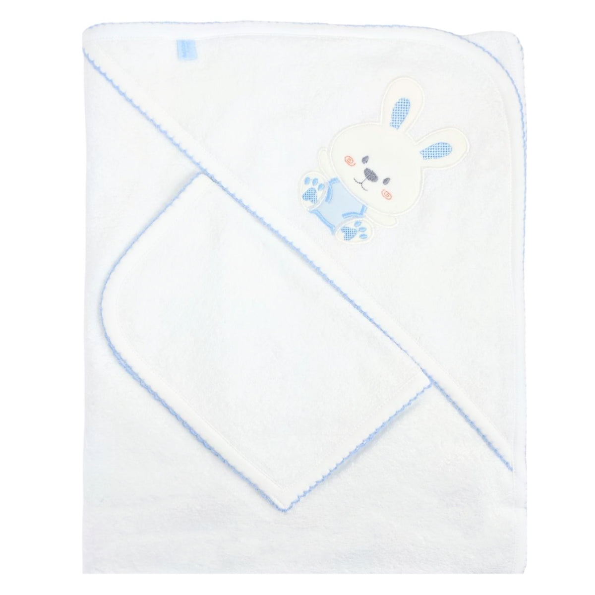 Toalla baño bebé - Conejo - Blanco Celeste