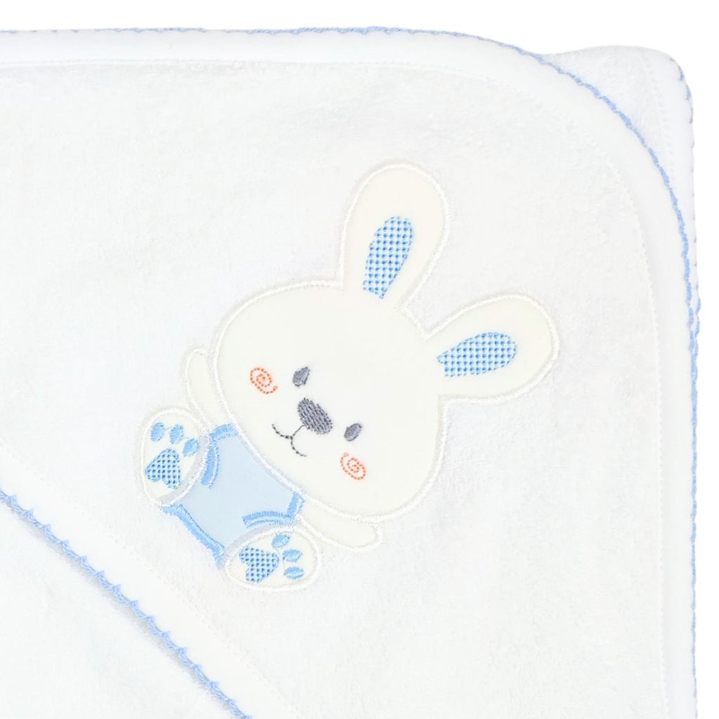 Toalla baño bebé - Conejo - Blanco Celeste