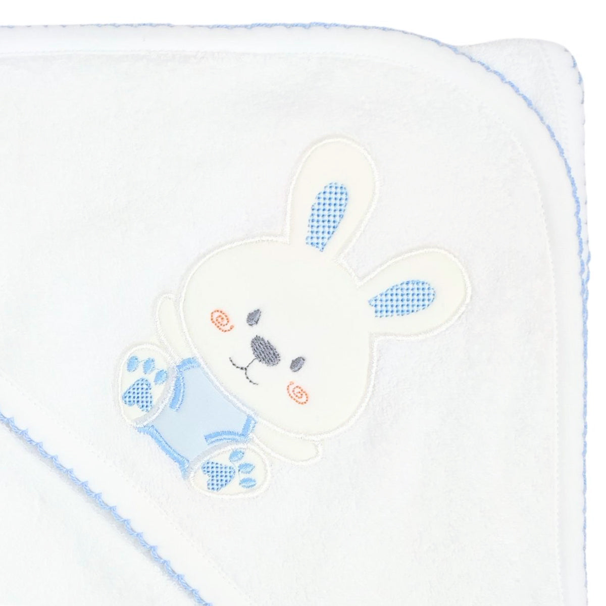 Toalla baño bebé - Conejo - Blanco Celeste