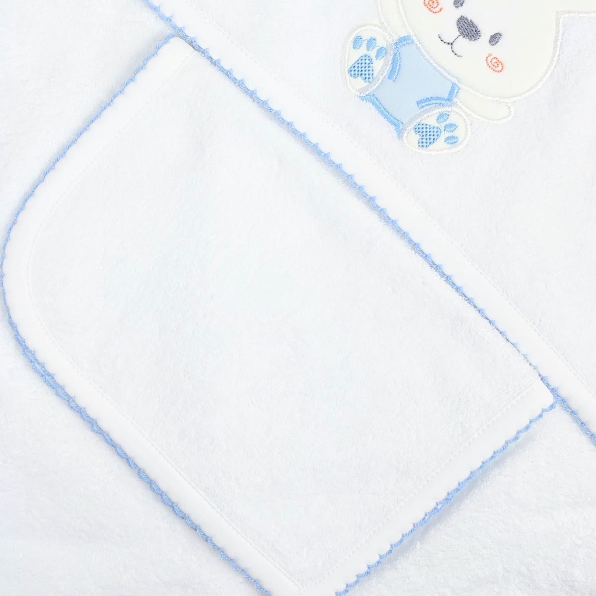 Toalla baño bebé - Conejo - Blanco Celeste
