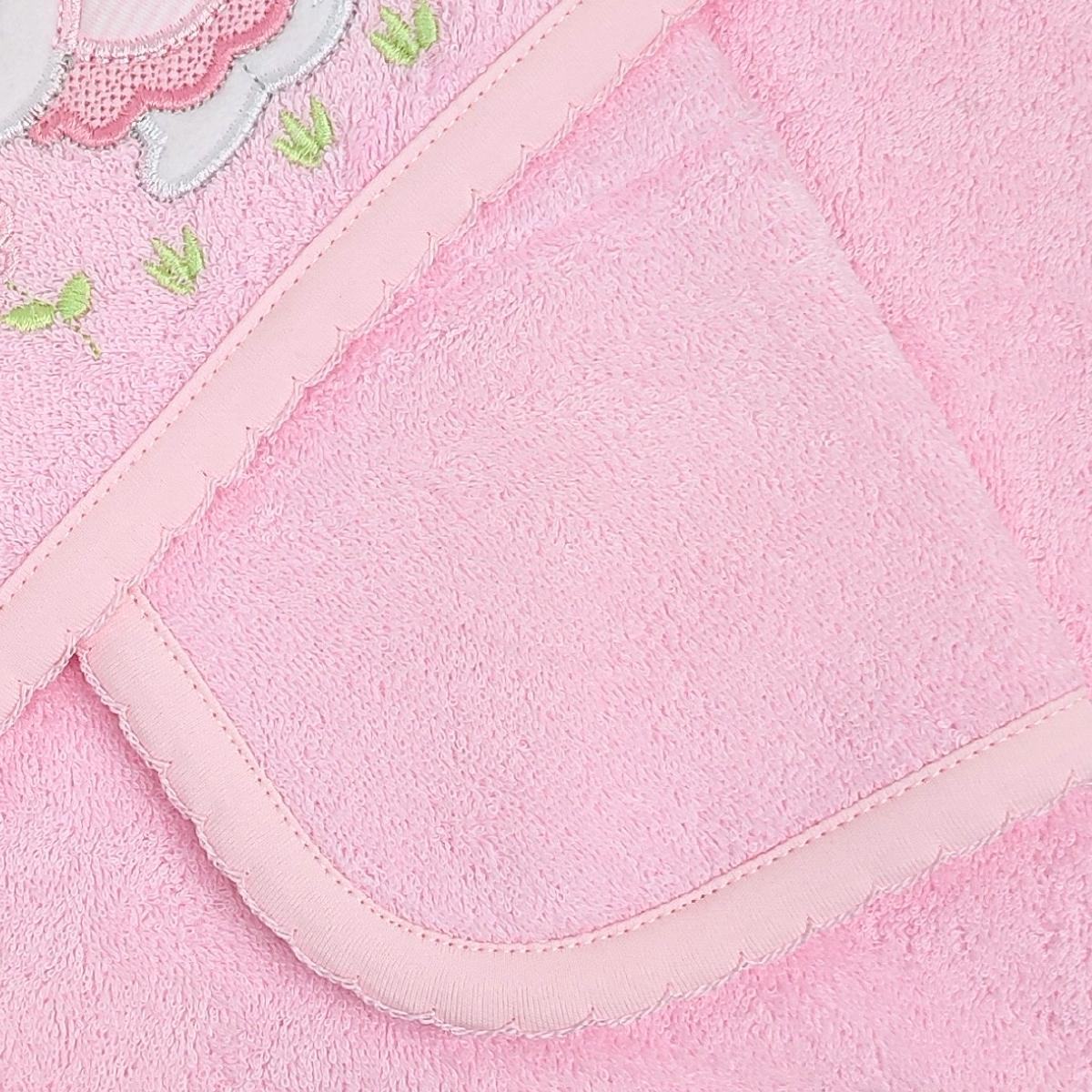 Toalla baño bebé - Osita Vestido - Rosado