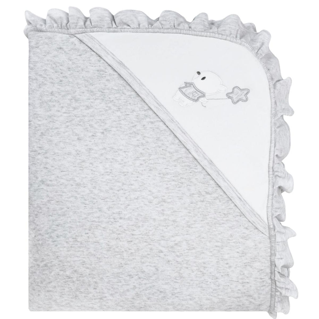 Colcha bebé acolchada Reversible - jacquard  - Osito Globo - Plomo