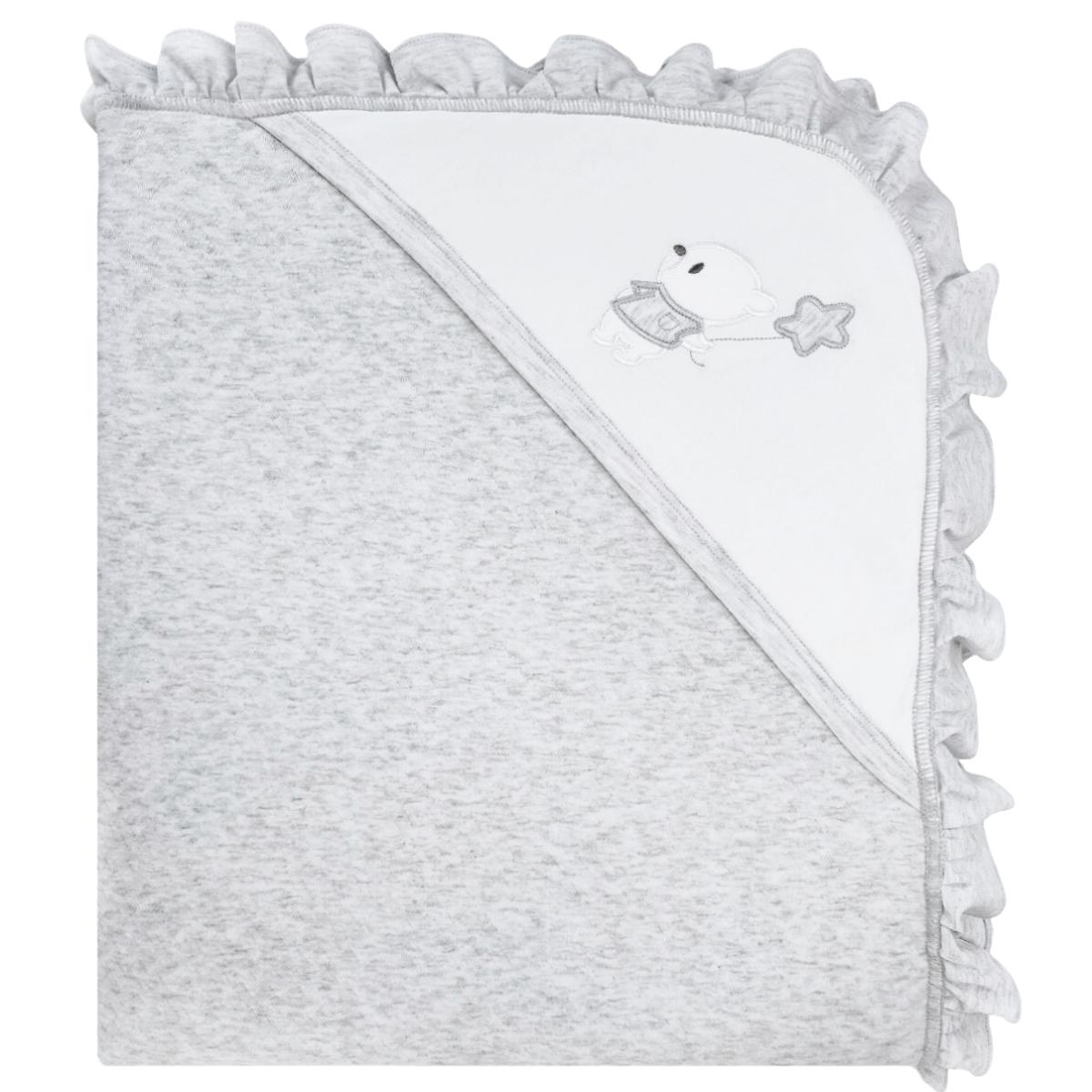 Colcha bebé acolchada Reversible - jacquard  - Osito Globo - Plomo