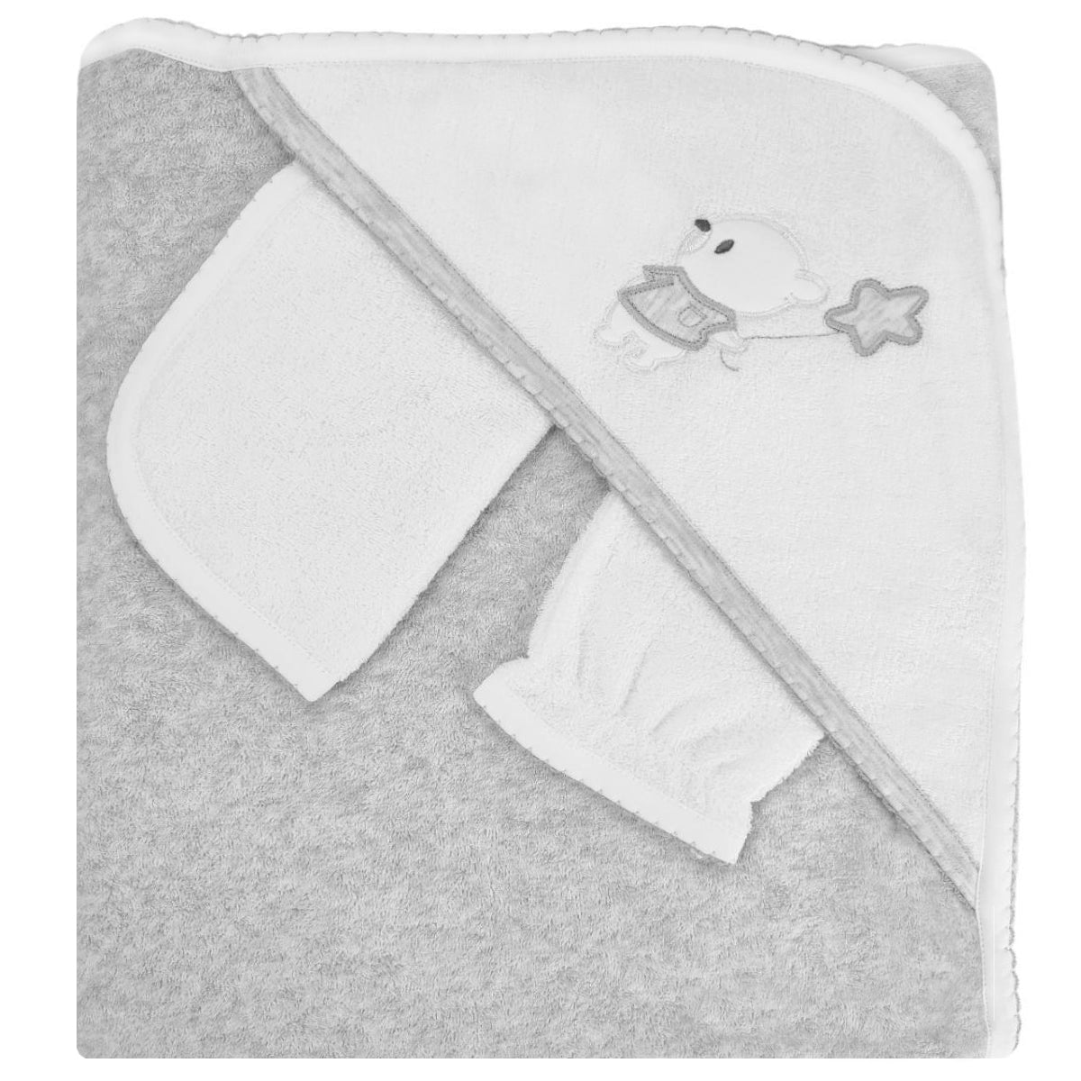 Set Toalla - Osito - Gris Blanco V2