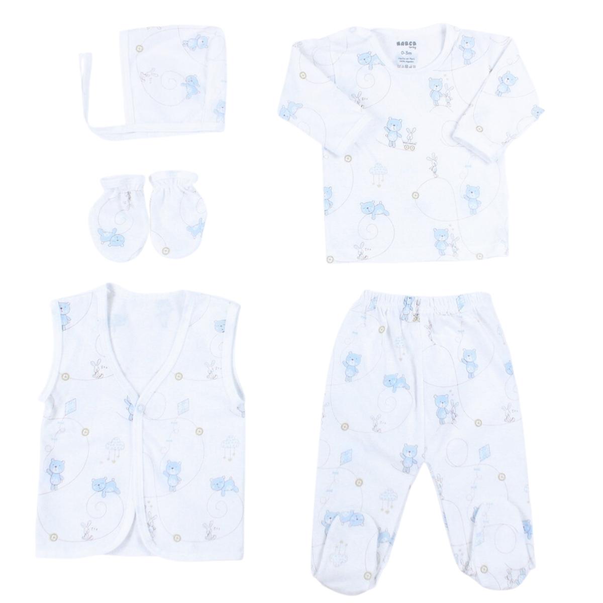 Ajuar - Set de 6 piezas Algodon - Celeste