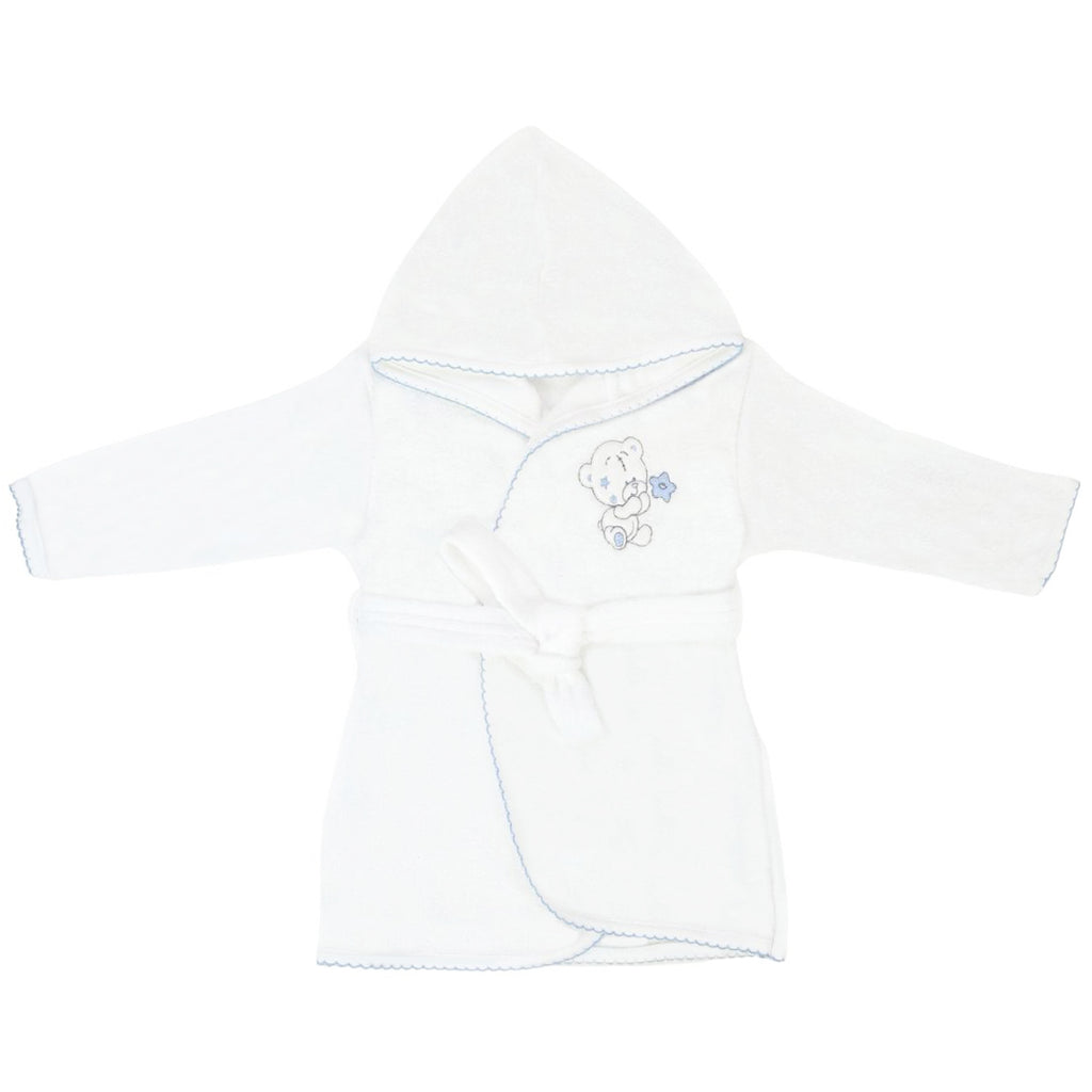 Salida de baño bebé - Osito - Blanco - Celeste