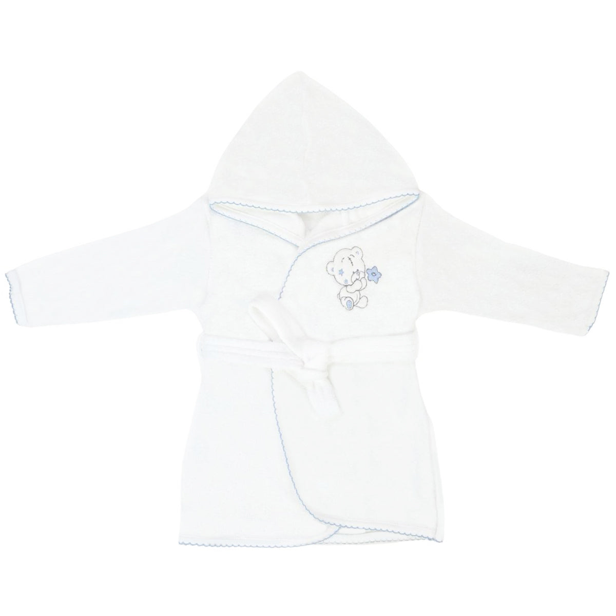 Salida de baño bebé - Osito - Blanco - Celeste