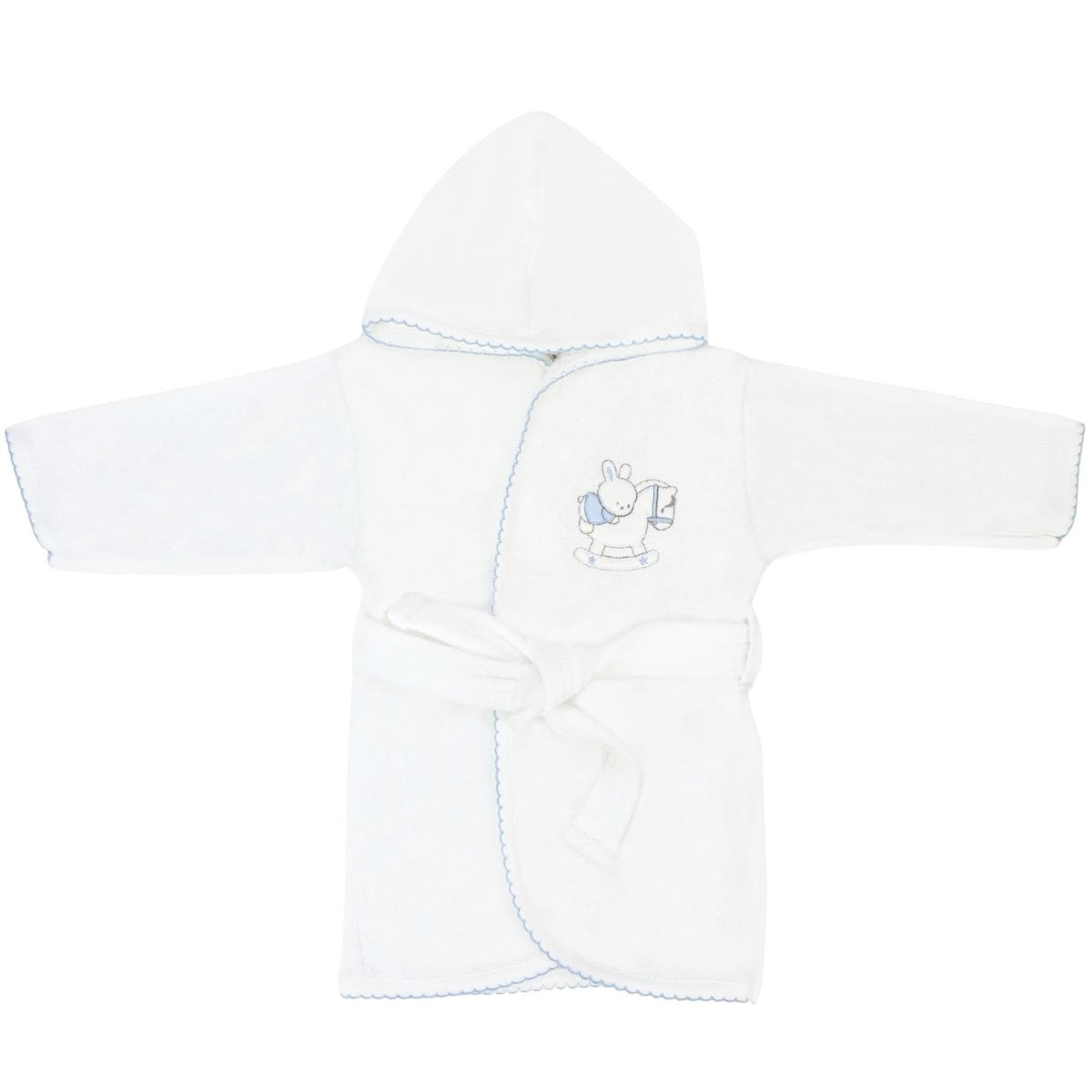 Salida de baño bebé - Conejo y caballo - Blanco - Celeste