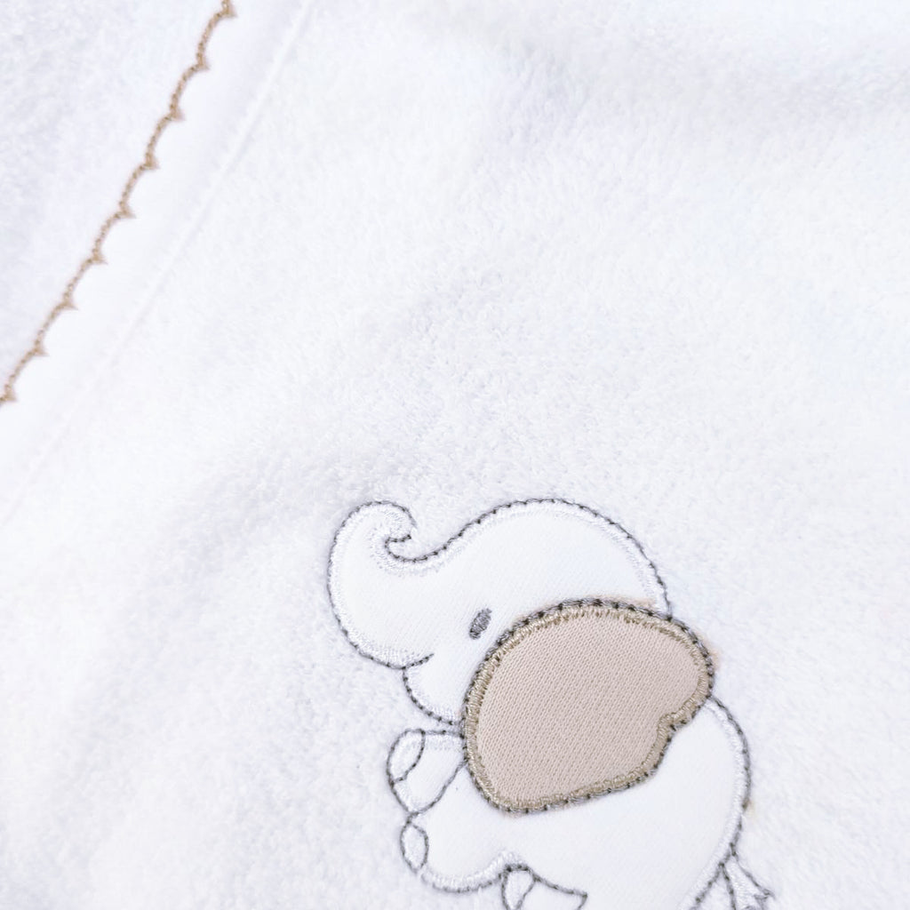 Salida de baño bebé - Elefante - Blanco - Beige