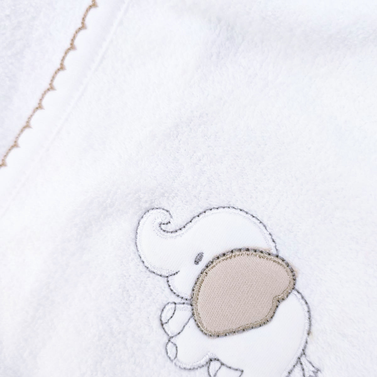 Salida de baño bebé - Elefante - Blanco - Beige