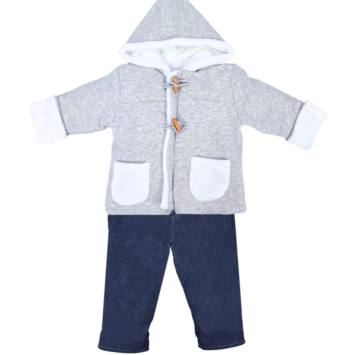 Conjunto bebé Algodon Jacquard - 2 piezas - Plomo