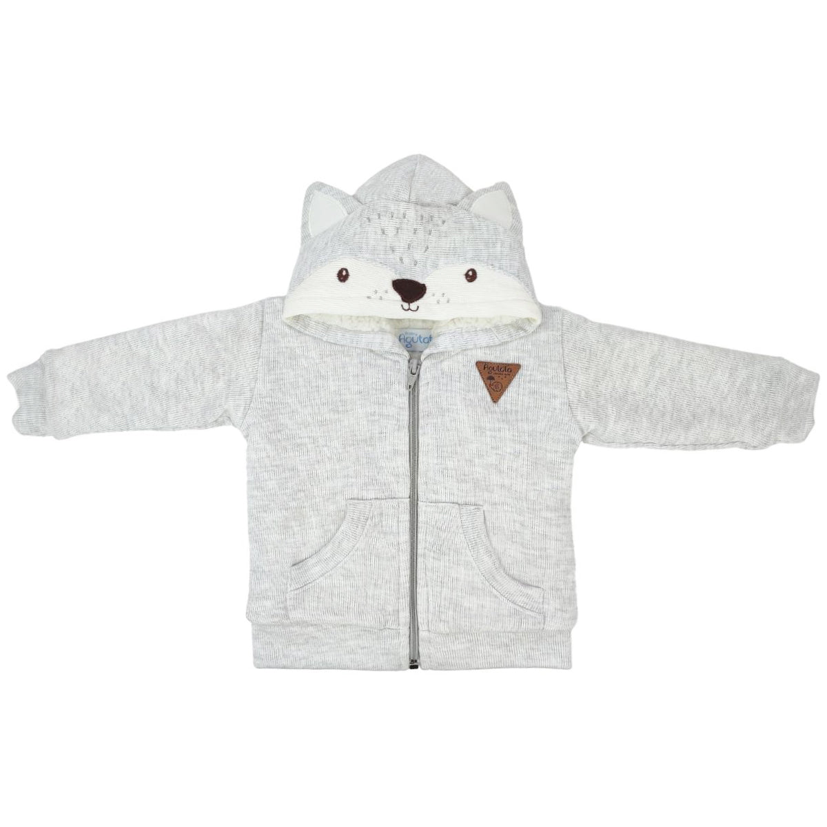 Conjunto Bebé - punto ingles - acolchado - Zorro - Plomo