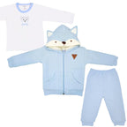 Conjunto Bebé - punto ingles - acolchado - Zorro - Celeste