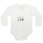 Ajuar Bebe 3 piezas Algodon - Conejos - Blanco / Gris