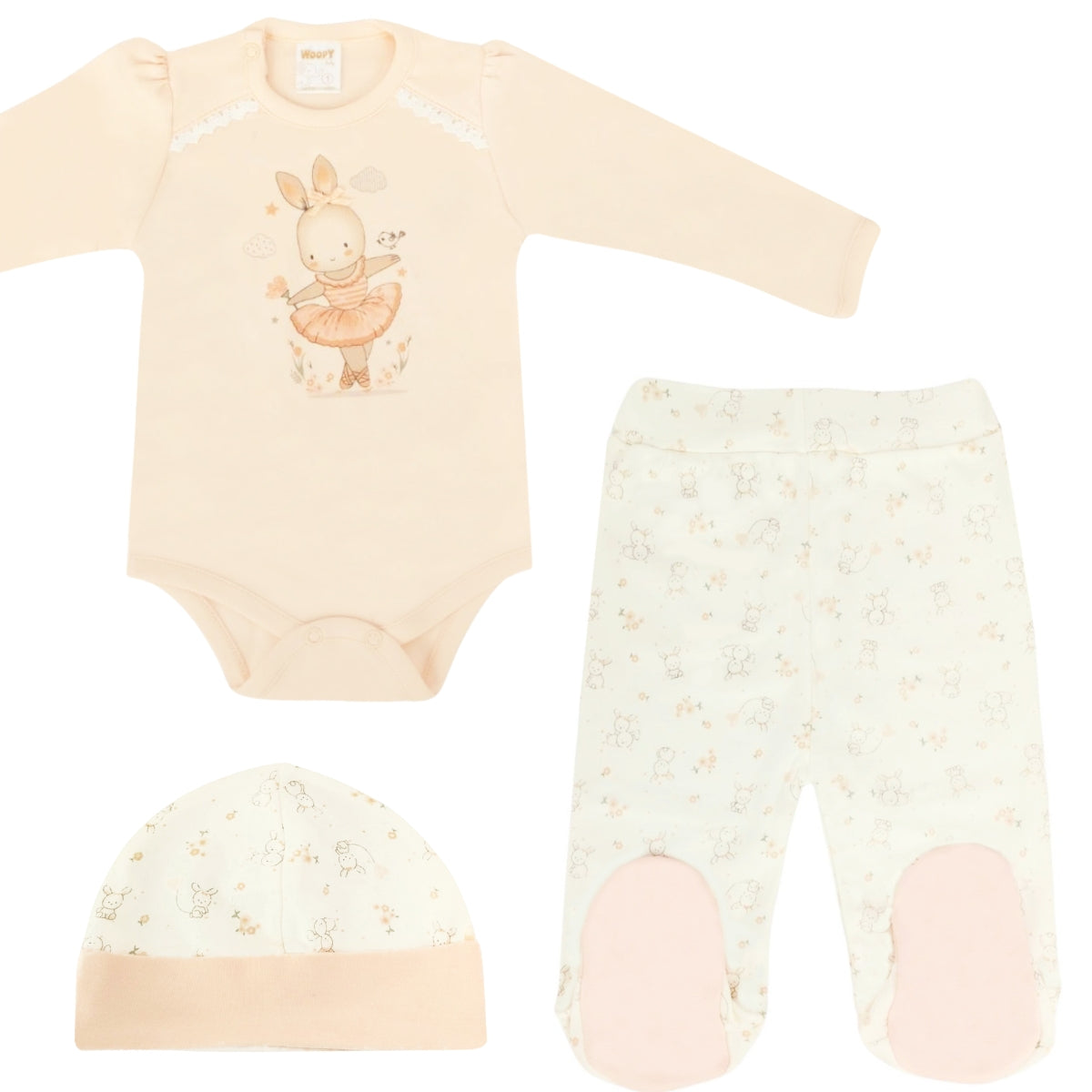 Ajuar - Set de 3 piezas Algodón - Coneja bailarina - Melon