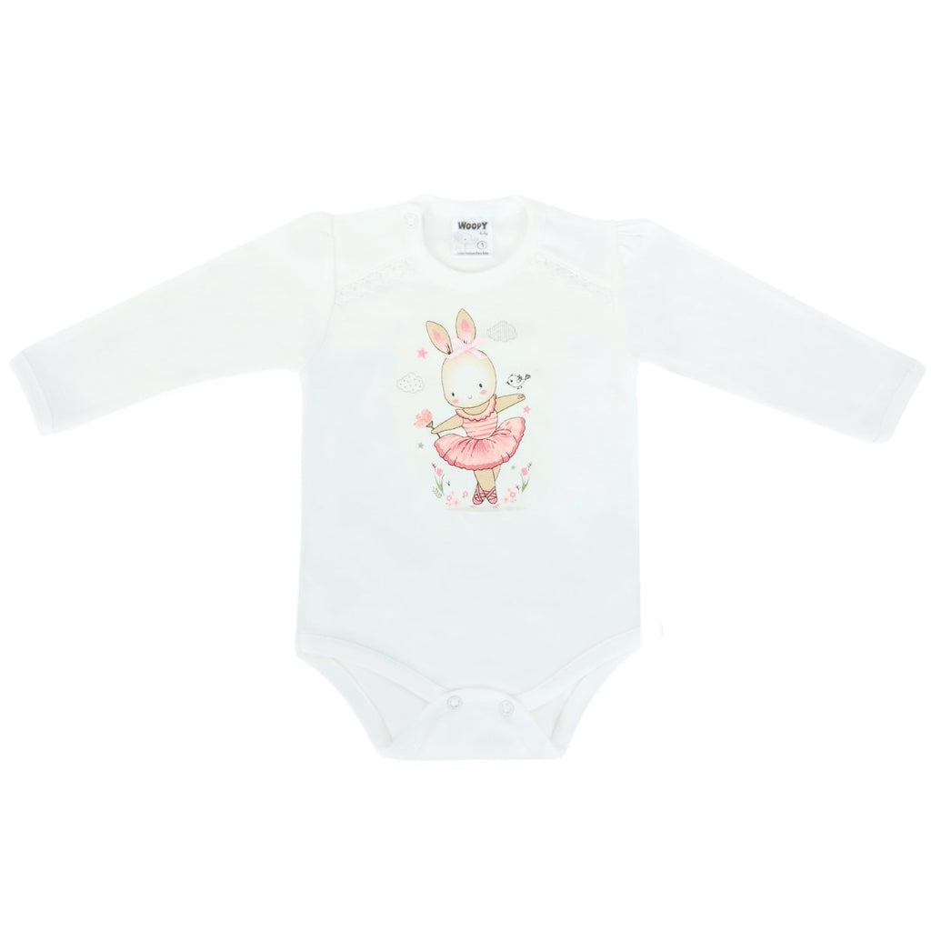 Ajuar - Set de 3 piezas Algodón - Coneja bailarina - Blanco Rosado