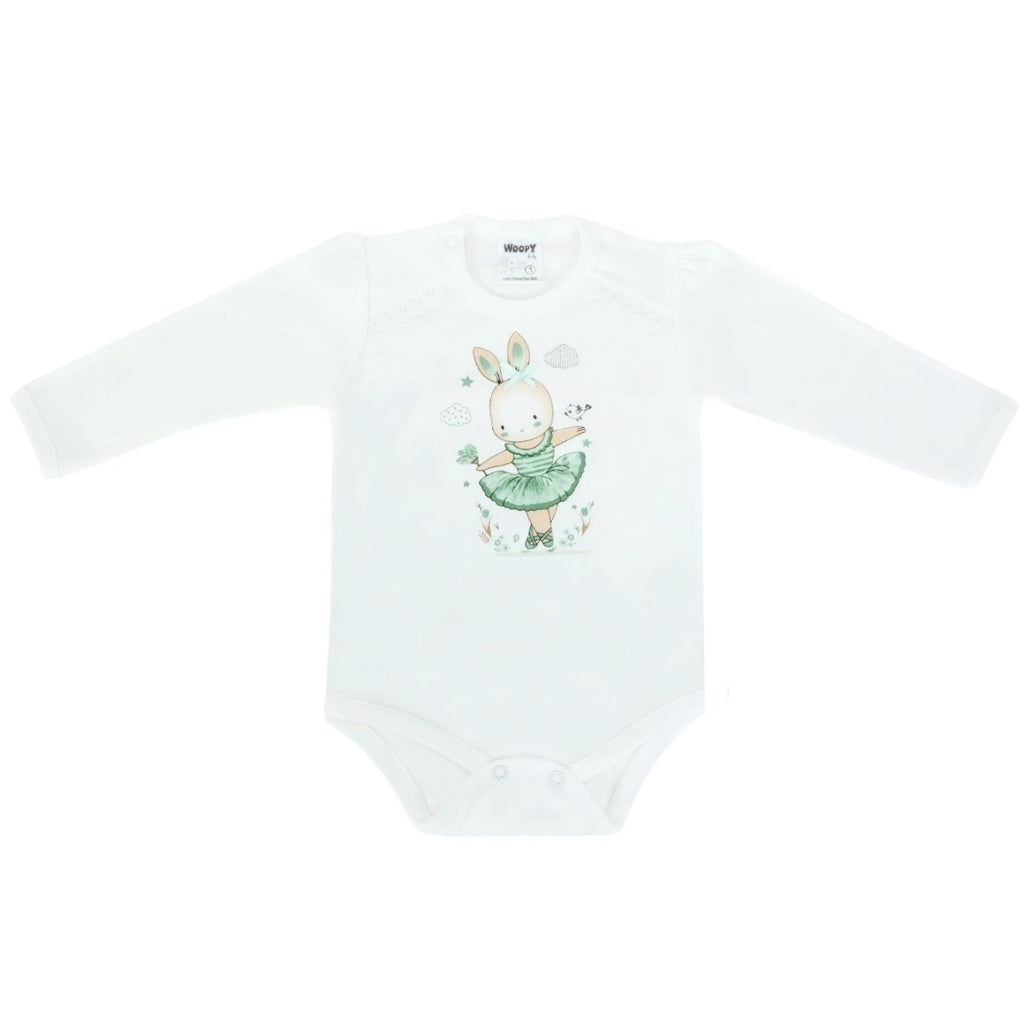 Ajuar - Set de 3 piezas Algodón - Coneja bailarina - Blanco Verde