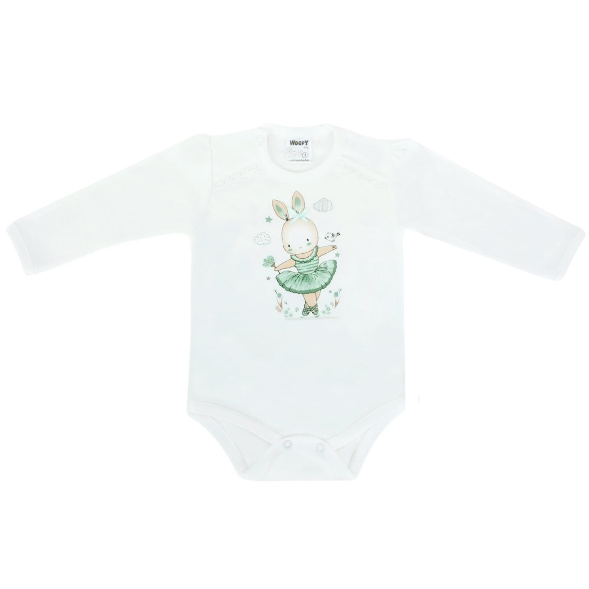 Ajuar - Set de 3 piezas Algodón - Coneja bailarina - Blanco Verde