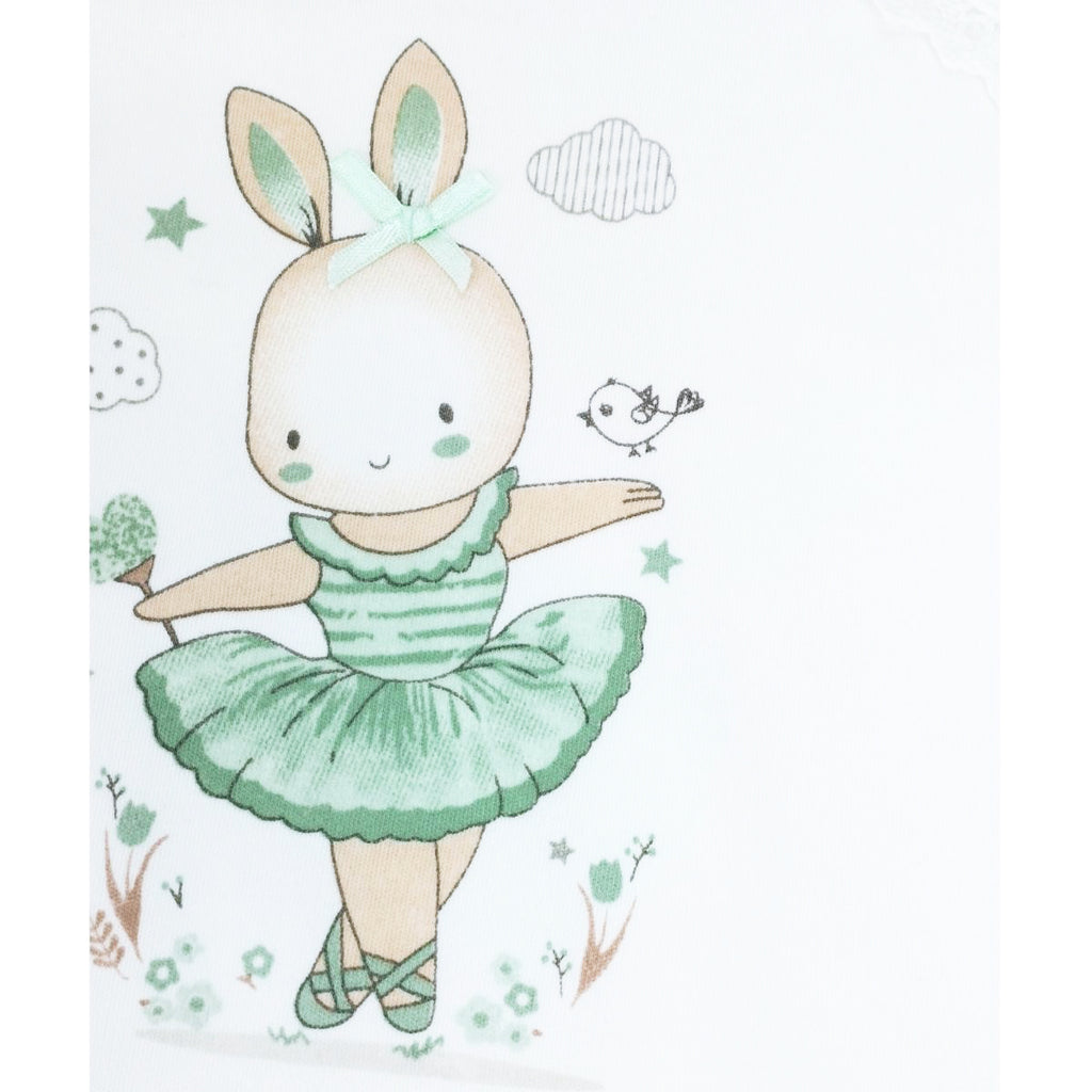 Ajuar - Set de 3 piezas Algodón - Coneja bailarina - Blanco Verde