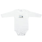 Ajuar Bebe 3 piezas Algodon - Conejos - Blanco / Celeste