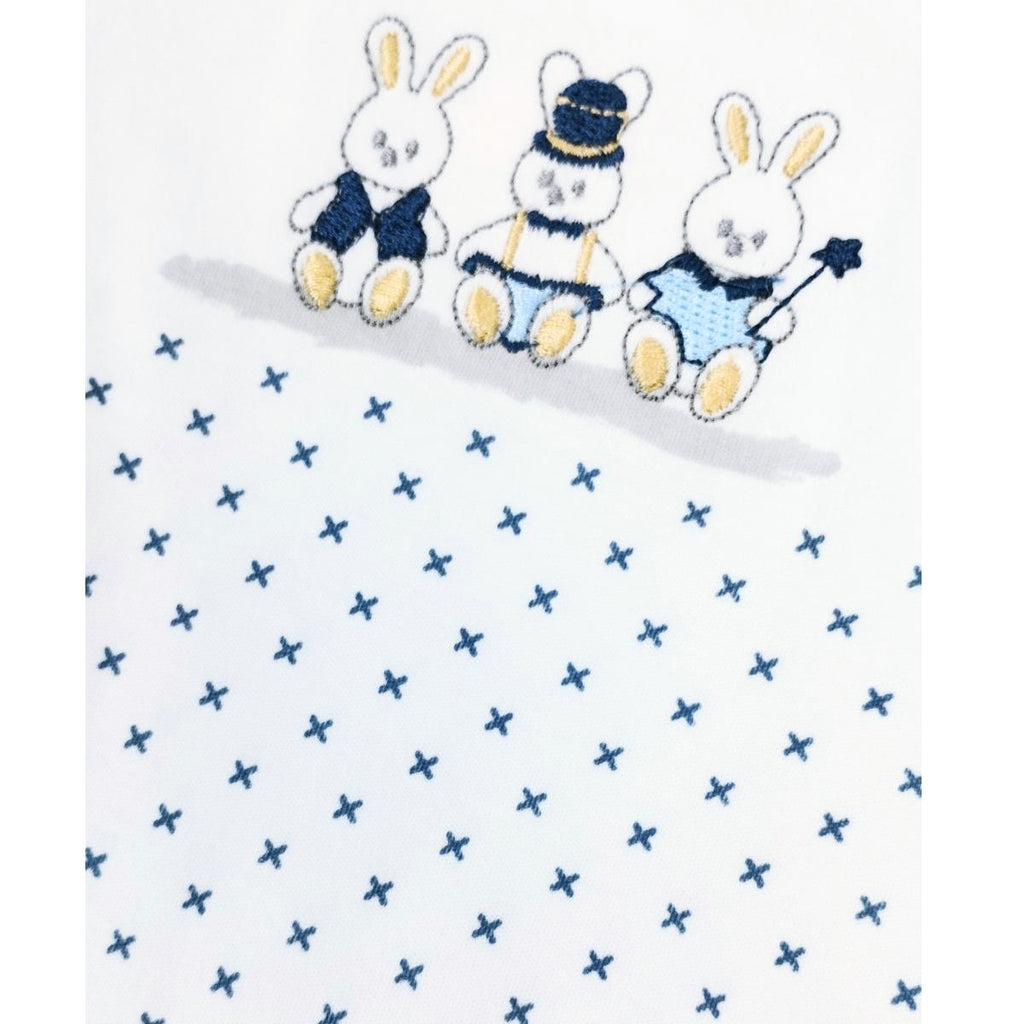 Ajuar Bebe 3 piezas Algodon - Conejos - Blanco / Marino