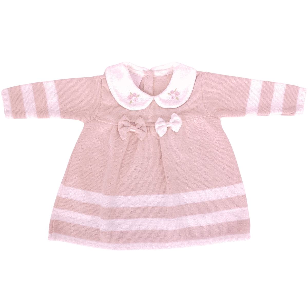 Conjunto Vestido bebé Niña - 3 piezas - Nudos - Palo Rosa