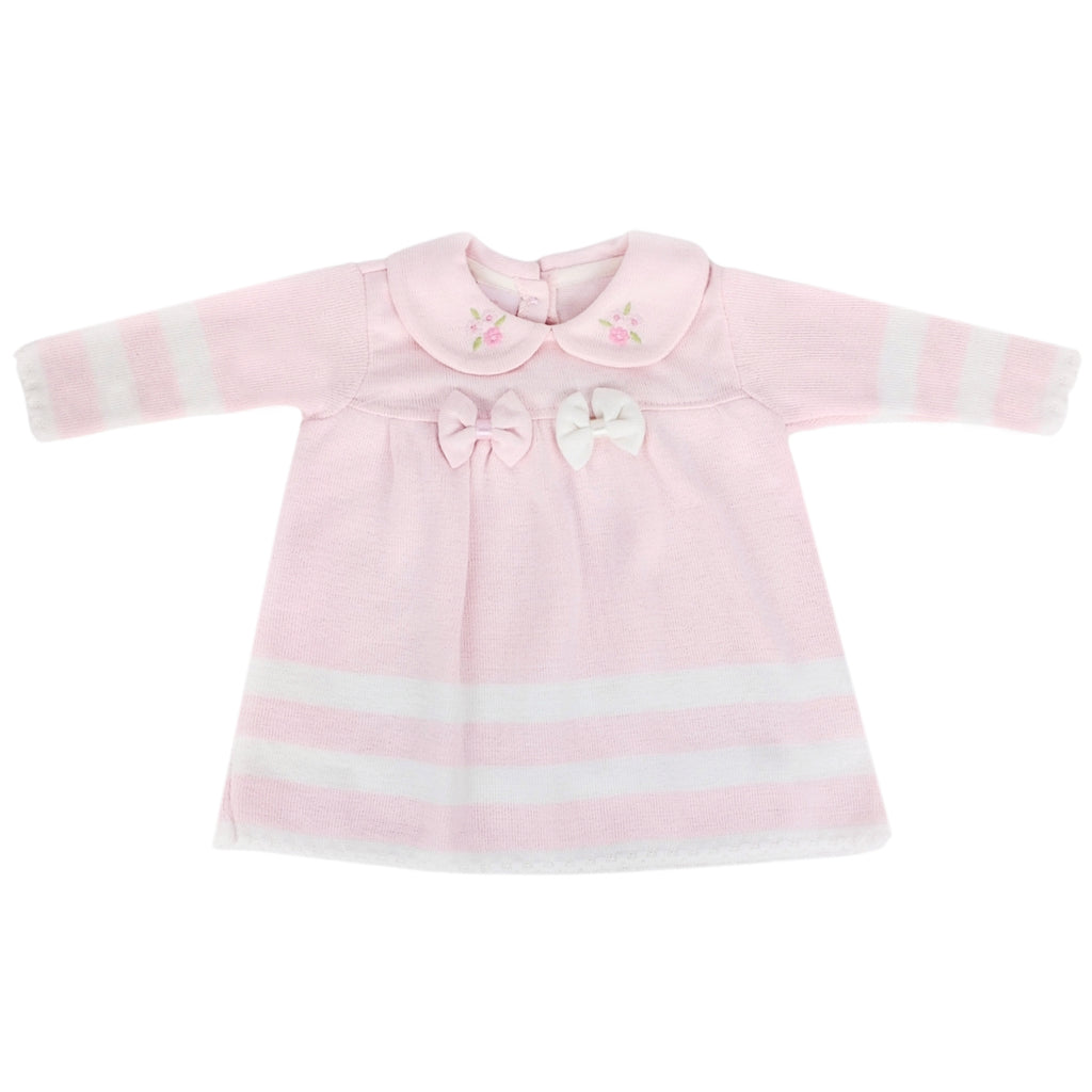 Conjunto Vestido bebé Niña - 3 piezas - Nudos - Rosado