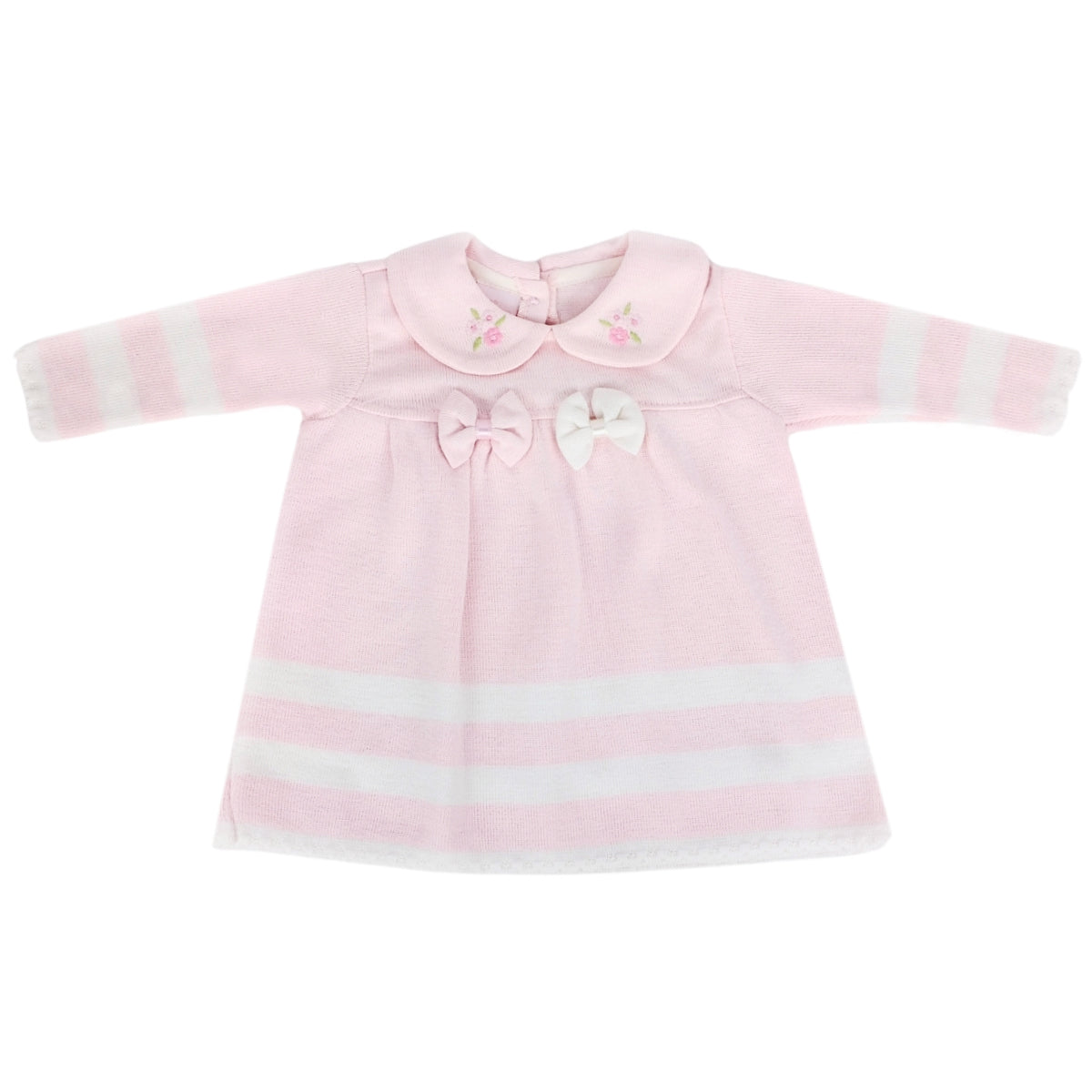 Conjunto Vestido bebé Niña - 3 piezas - Nudos - Rosado