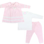Conjunto Vestido bebé Niña - 3 piezas - Nudos - Rosado