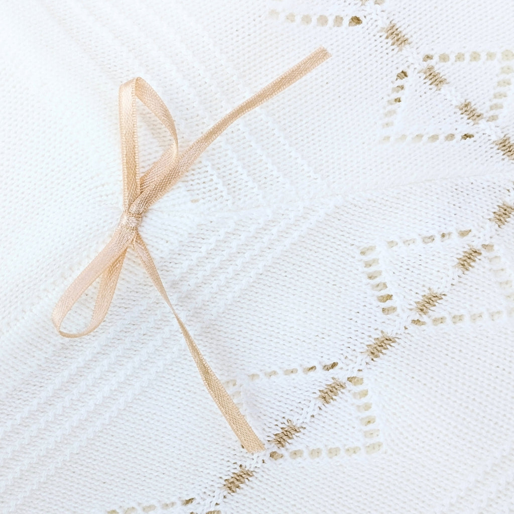 Colcha bebé Hilo Tacto con algodon - Blanco Dorado