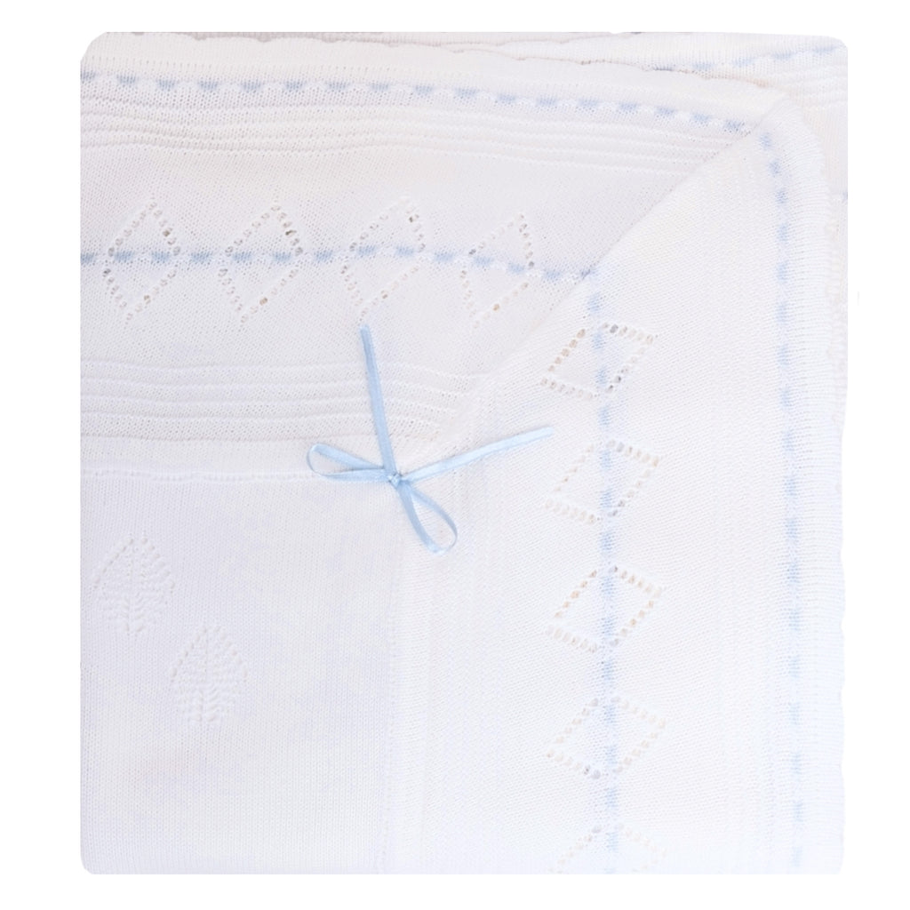 Colcha bebé Hilo Tacto con algodon - Blanco Celeste