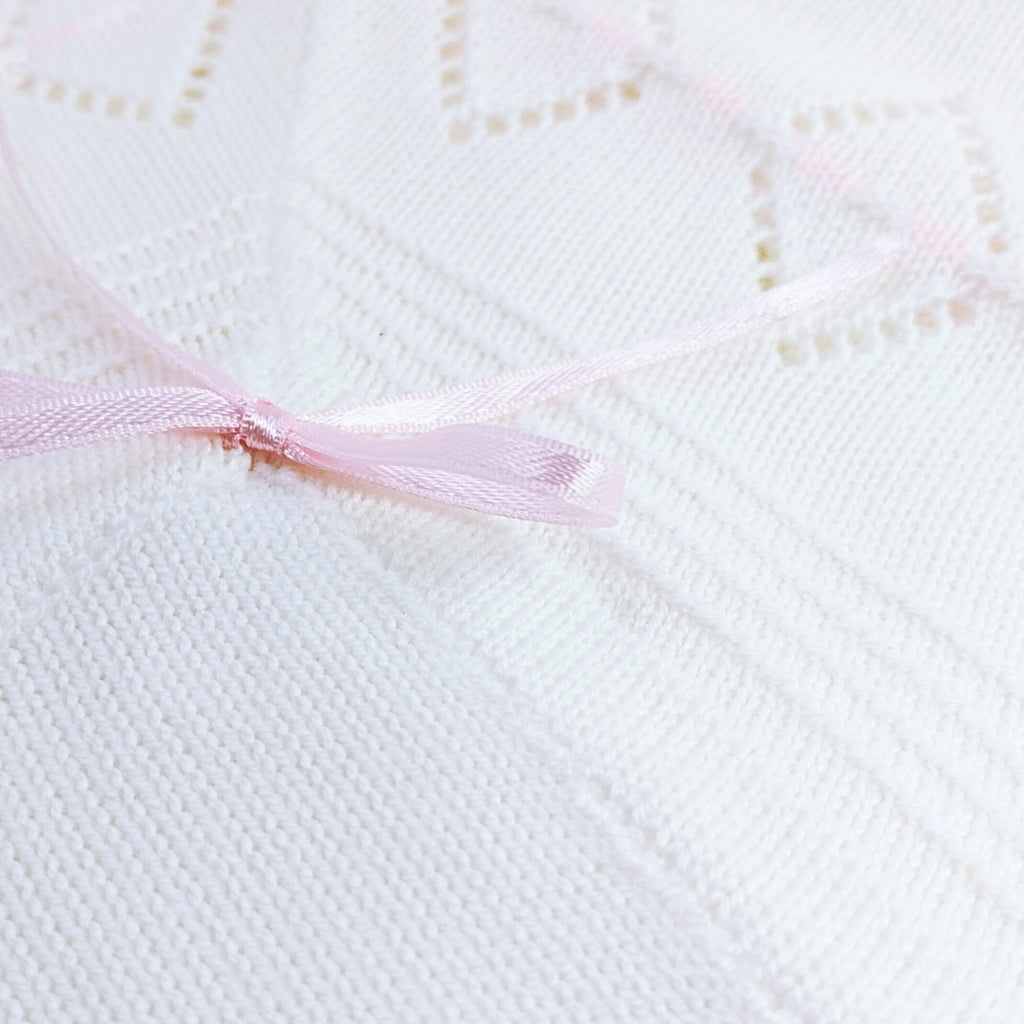 Colcha bebé Hilo Tacto con algodon - Blanco Rosado
