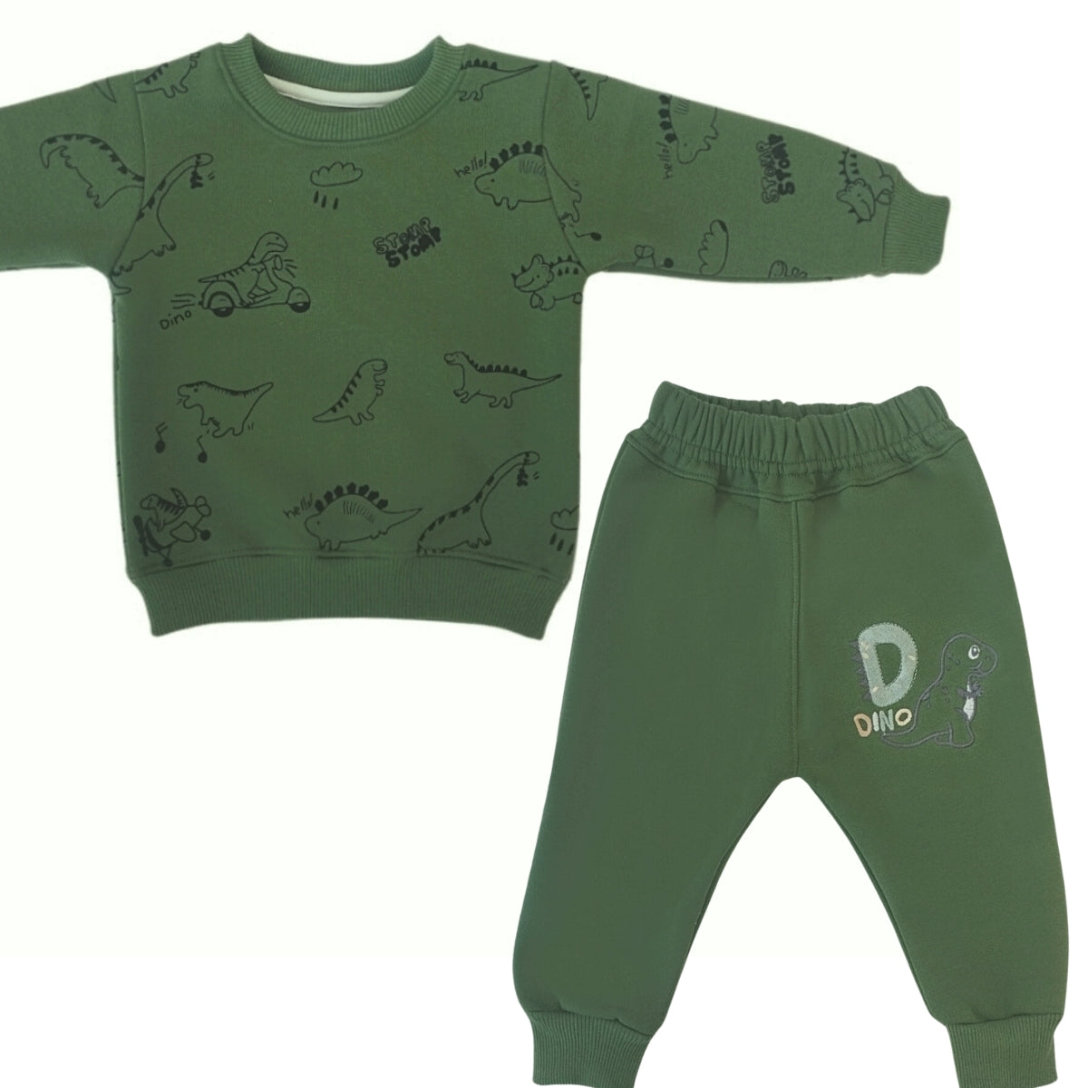 Conjunto Franela reactiva - 2 piezas - Dino Hello - Verde