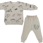 Conjunto Franela reactiva - 2 piezas - Dino Hello - Beige