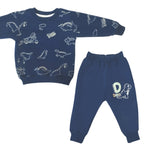 Conjunto Franela reactiva - 2 piezas - Dino Hello - Azul